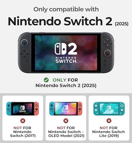 Dexnor for Nintendo Switch 2 Case 2025 Dockable Cover with Transformable Grip Detachable Magnetic Card Holder 5 Games 2 SD Card Storage Adjustable Kickstand Front Cover Ergonomic Design - Image 3