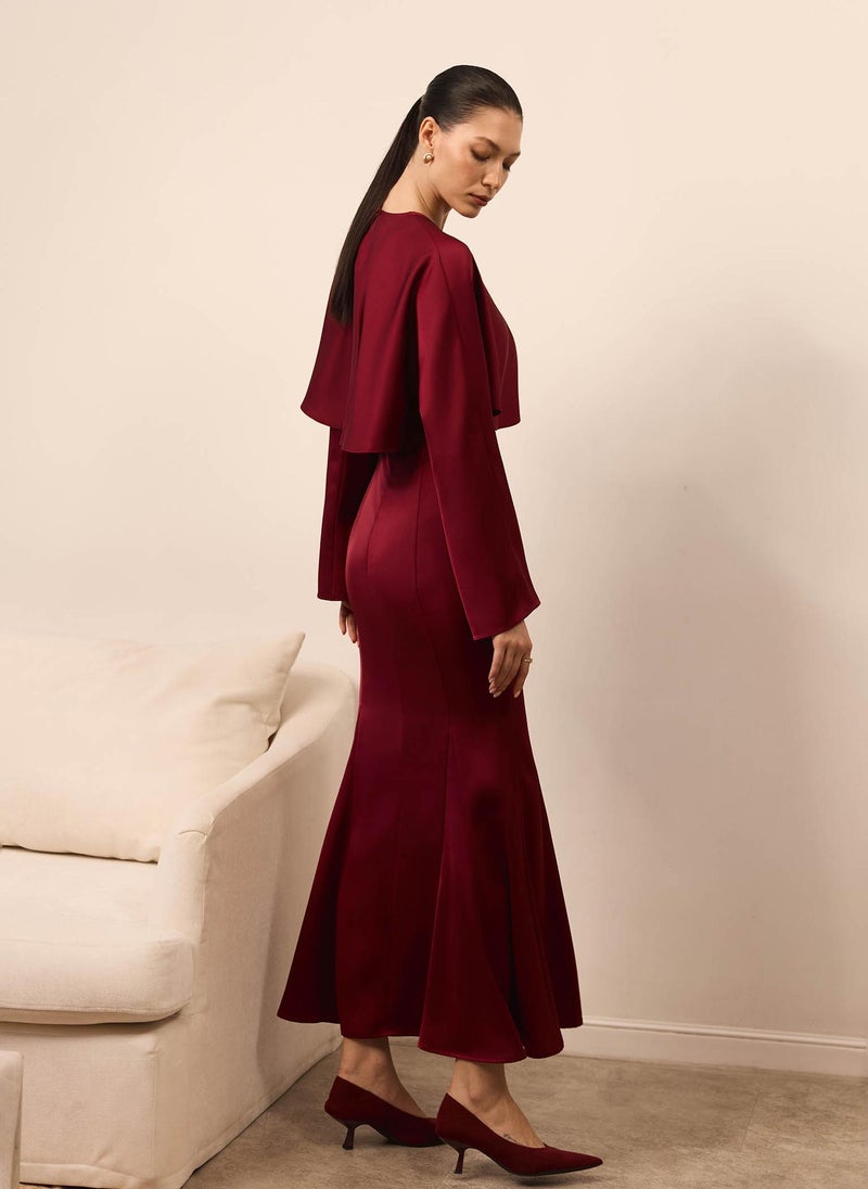 Lichi Maxi dress with voluminous cape and long sleeves - Image 5