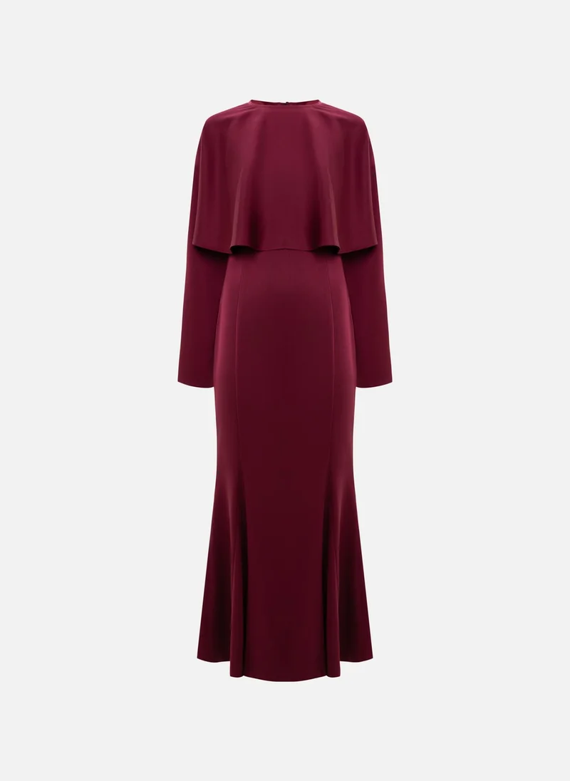 Lichi Maxi dress with voluminous cape and long sleeves