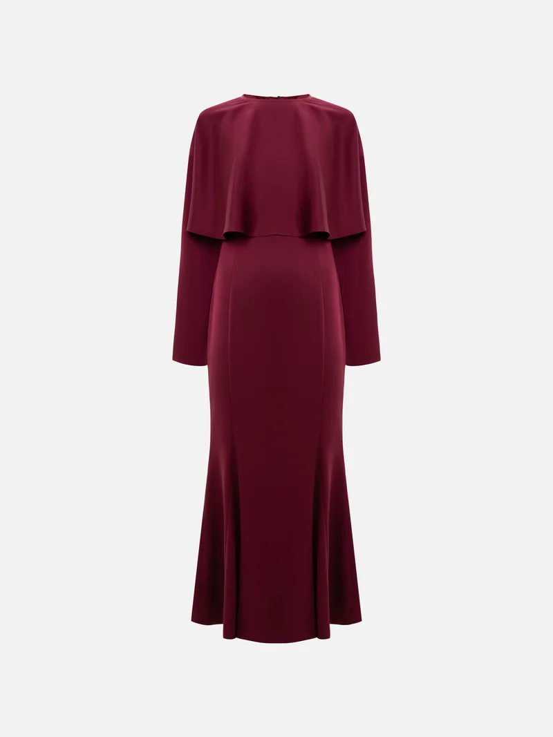 Lichi Maxi dress with voluminous cape and long sleeves