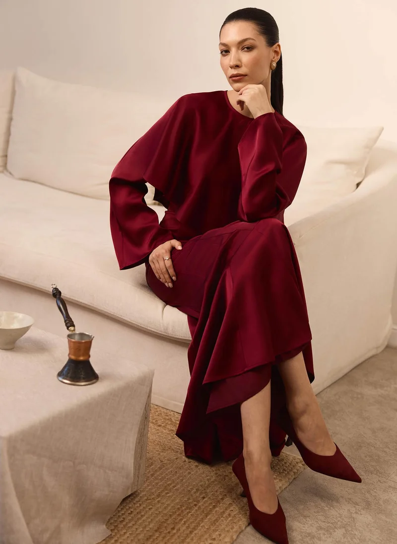 Lichi  Maxi dress with voluminous cape and long sleeves for Women | Best Price UAE