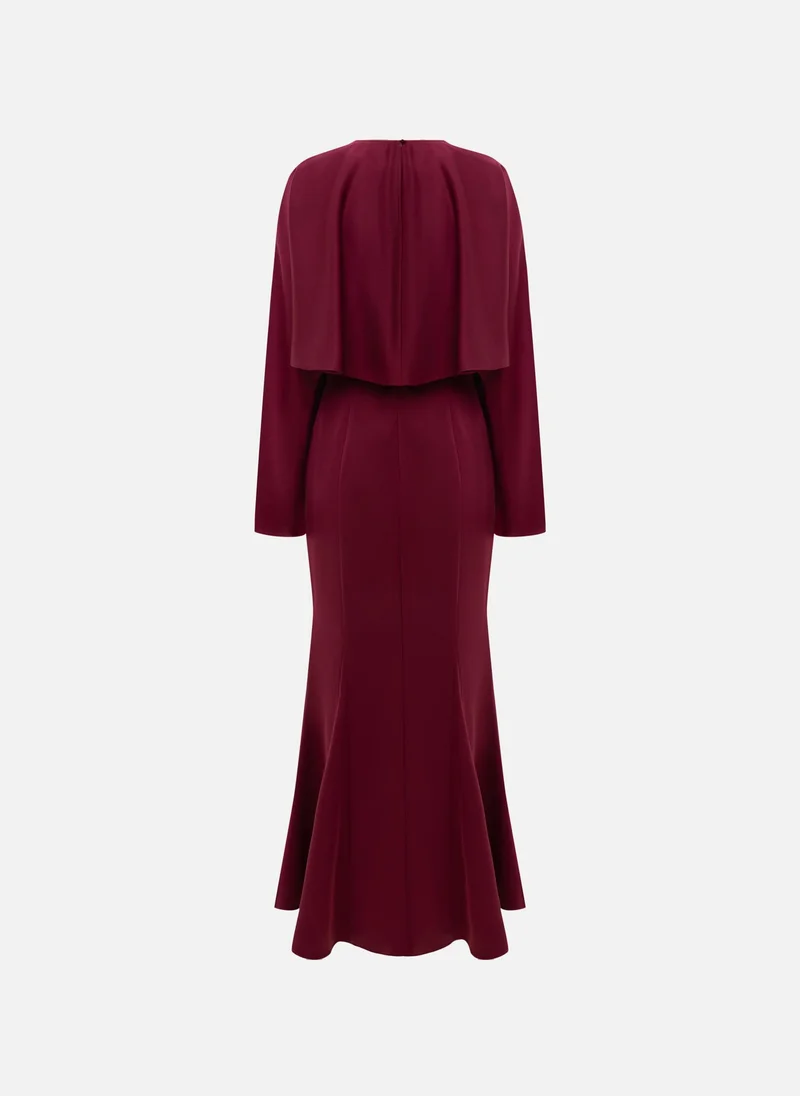 Lichi  Maxi dress with voluminous cape and long sleeves for Women | Best Price UAE