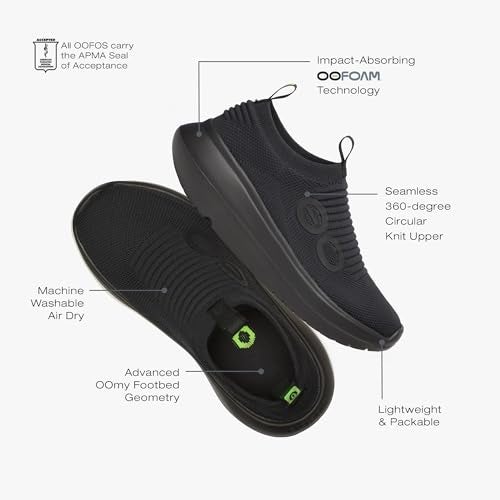OOFOS OOmy Zen Recovery Shoe, Black - Men’s Size 13 - Image 5