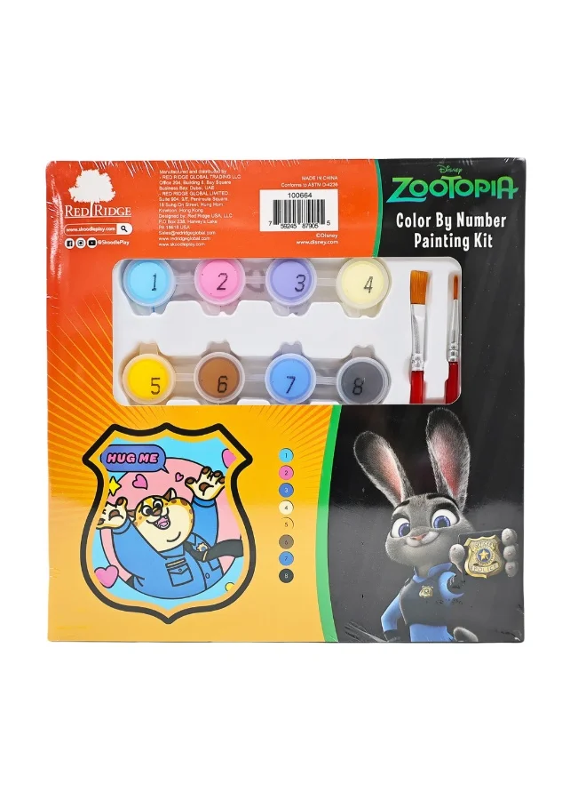 ديزني Zootopia Benjamin Color by Number Painting Kit | Canvas with Brushes | Learn Number Recognition & Color Matching | Educational Activity For Kids | Age 3+