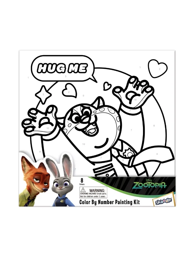 ديزني Zootopia Benjamin Color by Number Painting Kit | Canvas with Brushes | Learn Number Recognition & Color Matching | Educational Activity For Kids | Age 3+