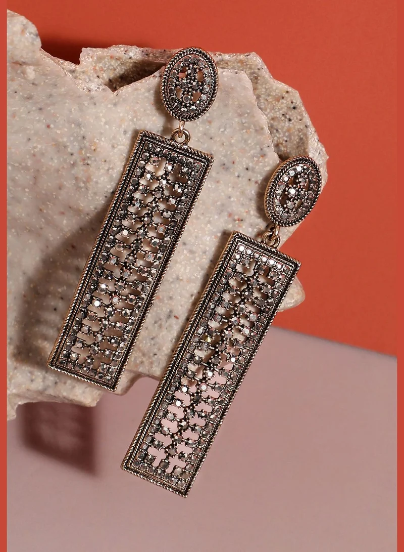 SOHI Gold Plated Designer Stone Party Wear Drop Earring For Women