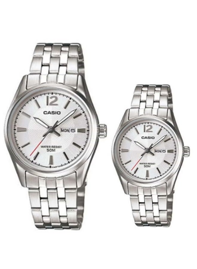 Casio His & Her Stainless Steel Band Couple Watch MTP/LTP -1335D-7AVDF - Image 1