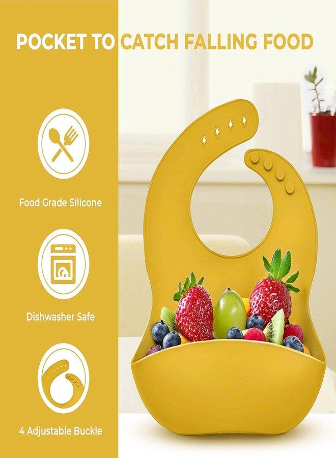 Xacton 6 in 1 Silicone Baby Feeding Set - Suction Plate, Bowl, Cup, Spoon, Fork, and Bib I BPA Free, Dishwasher, Freezer & Microwave Safe I Easy Clean I Feeding Kit for Infants & Toddler (Yellow) - Image 3