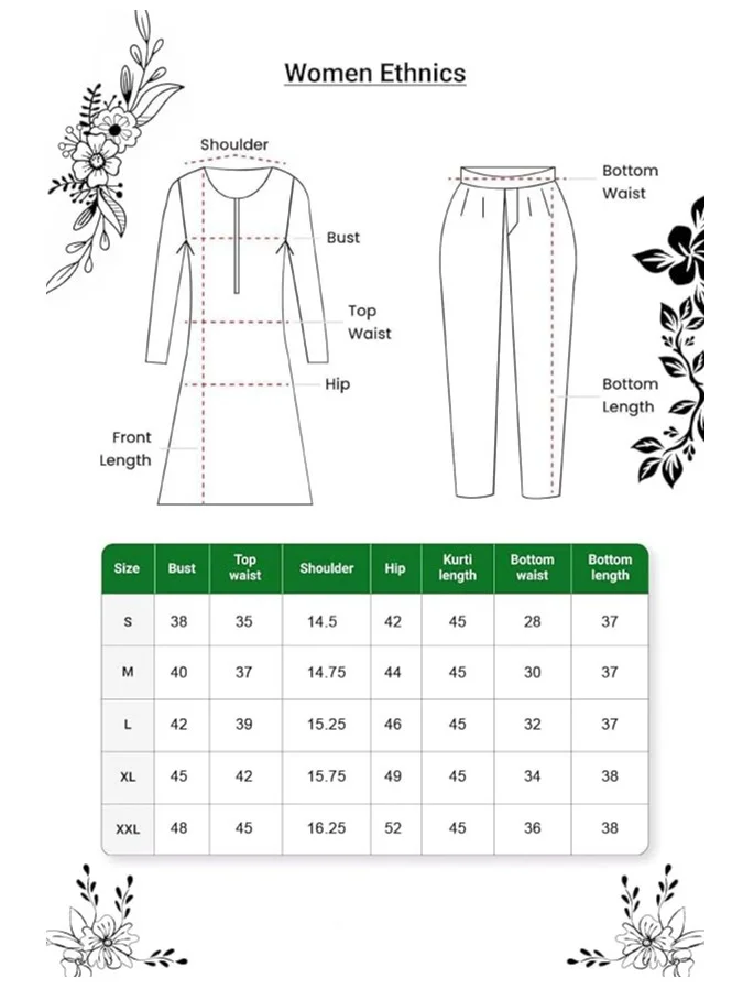GoSriKi Mehandi GoSriKi Women's Rayon Viscose Anarkali Printed Kurta with Pant & Dupatta (Gangori Mehandi-GS_L_Mehandi_Large) for Women | Best Price UAE