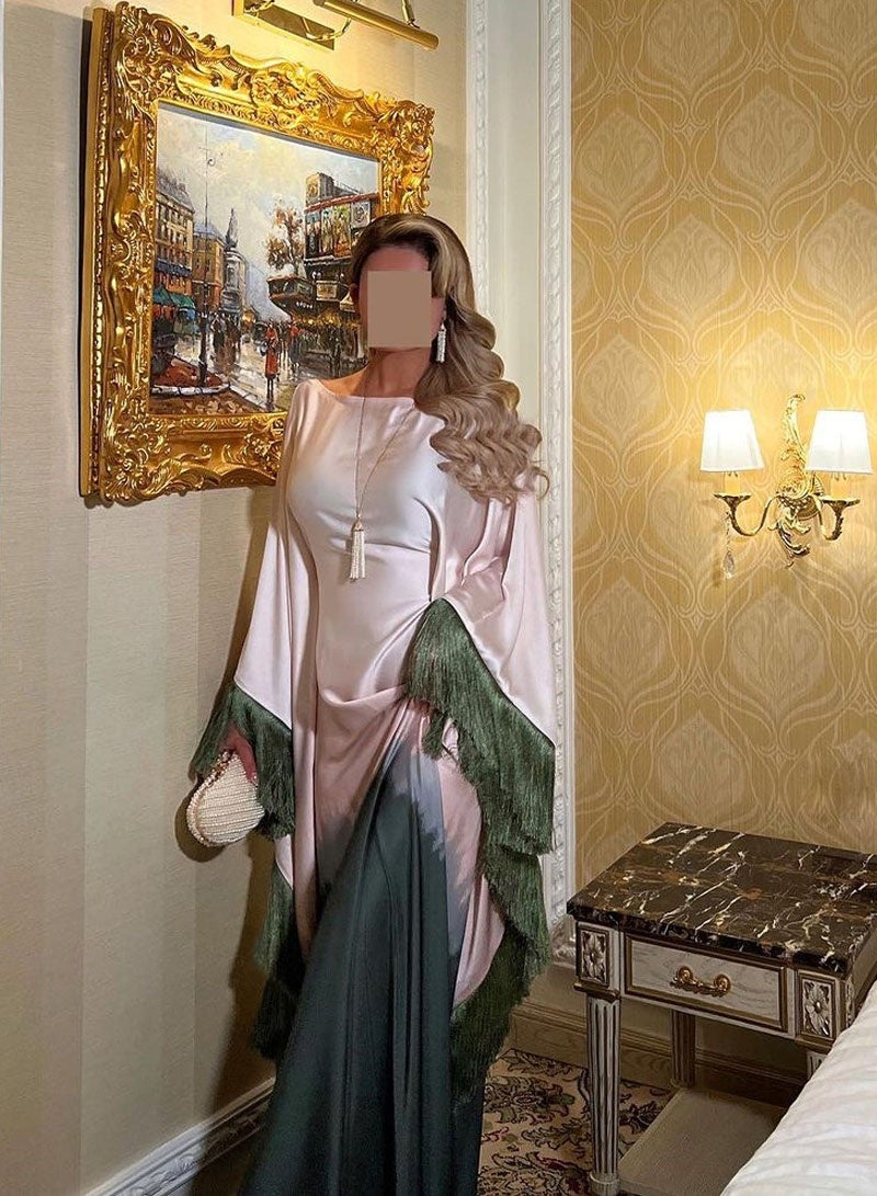 جيوان الإناث Abaya فستان رمضان عيد الفطر الصيف الخفافيش الأكمام فستان طويل كفتان رداء رمضانالملابسالساتان تدرج اللون الإسلامي المسلم - Image 2