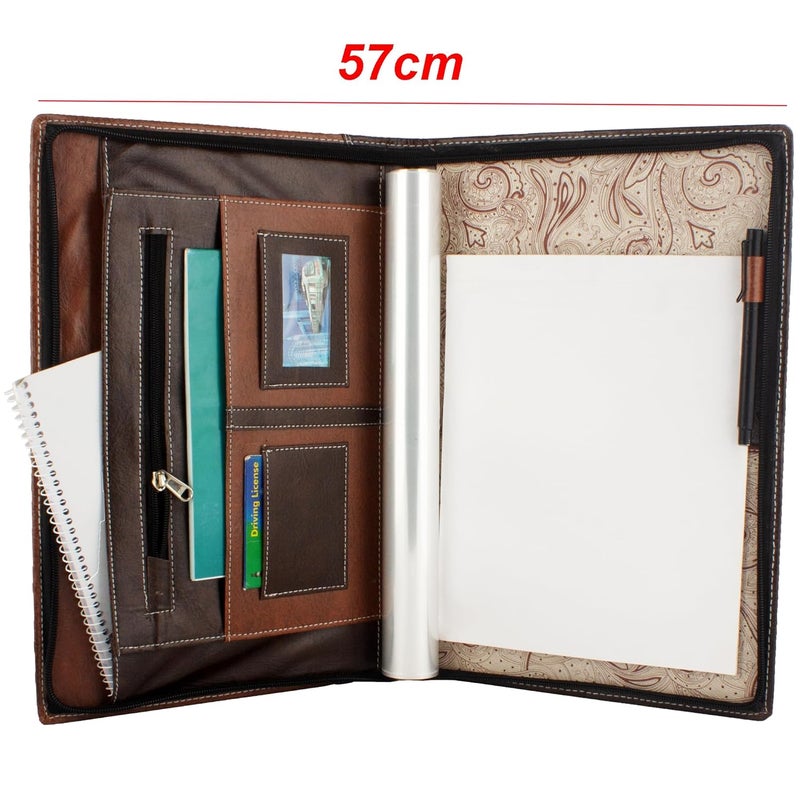 Asraw Professional PU Leather Multipurpose B4 Size Document Holder 20 Leafs Zipper File Folder Organizer for Certificates, Marksheets, Degrees, Interview Portfolio, Important Documents (Brown) - Image 3