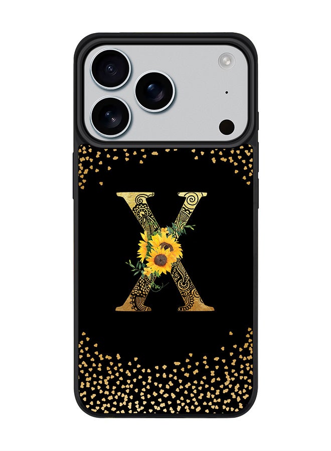 Stylizedd iPhone 17 Pro Case, [Compatible with MagSafe] Slim Magnetic cover Phone Case iPhone 17 Pro -Custom Floral Monogram - X ( Black ) - Image 1
