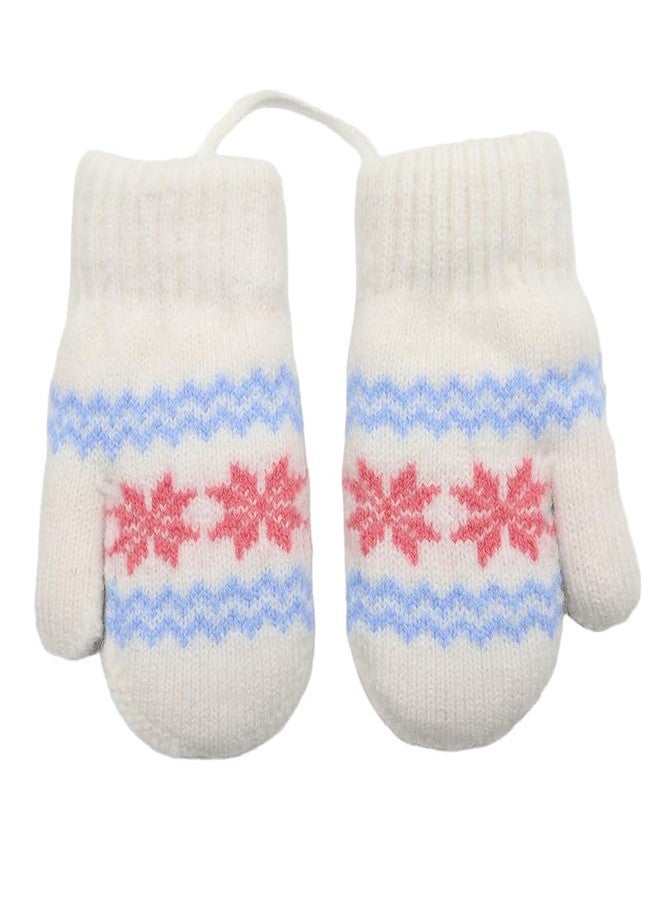 FGSS Baby Kids Warm Knit Gloves Toddler Soft Stretch Mittens Cute Snowflake Thick Mittens Winter for Boy Girl Cold Weather - Image 1