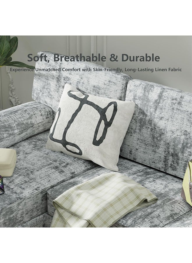 Anovara - Sofa Set Couch 280cm 4 Seat Large Sofa Set with Linen Fabric Overstuffed U-Shaped Sofa Couch with Double Chaise for Apartment Living Room (Grey, 4 Seat) - Image 1