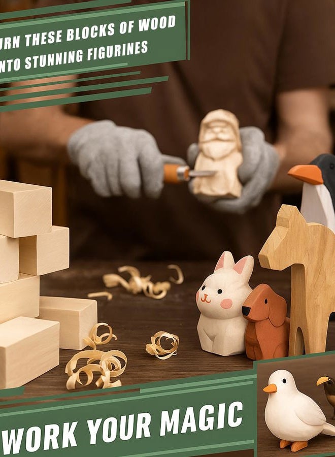 Bluvizo Basswood Carving Blocks 24PCS: Wood Carving Kit Whittling Wooden Blocks for Crafts with 3 Different Sizes - Unfinished Soft Woodworking Wood for Beginners Kids Adults Hobby - Image 2
