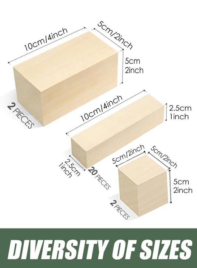 Bluvizo Basswood Carving Blocks 24PCS: Wood Carving Kit Whittling Wooden Blocks for Crafts with 3 Different Sizes - Unfinished Soft Woodworking Wood for Beginners Kids Adults Hobby - Image 3