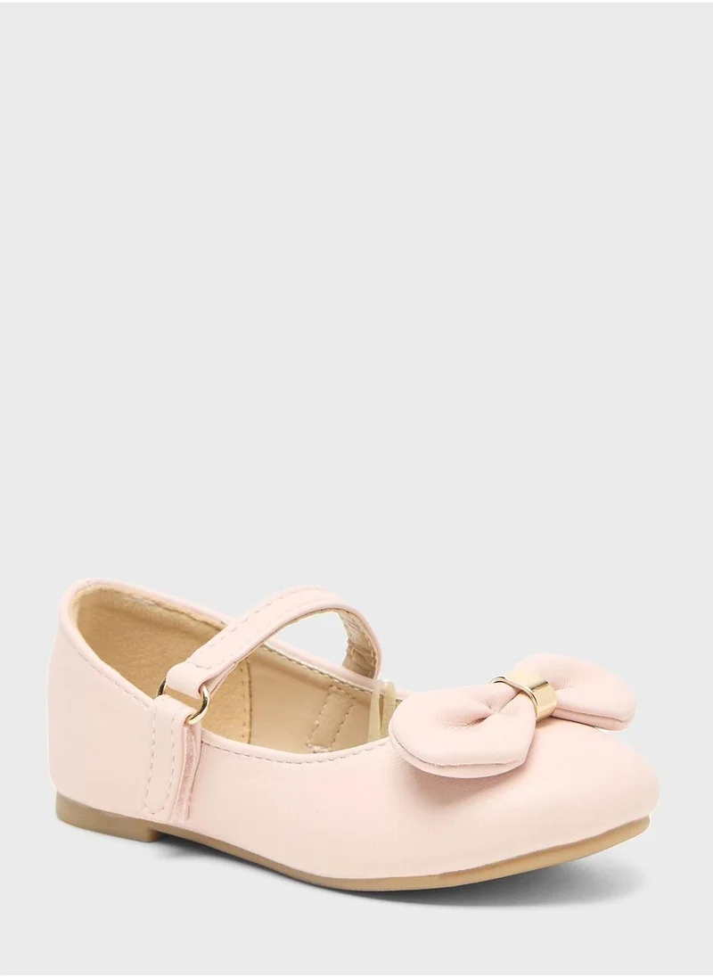 شو اكسبرس Kids Velcro Bow Detail Ballerinas