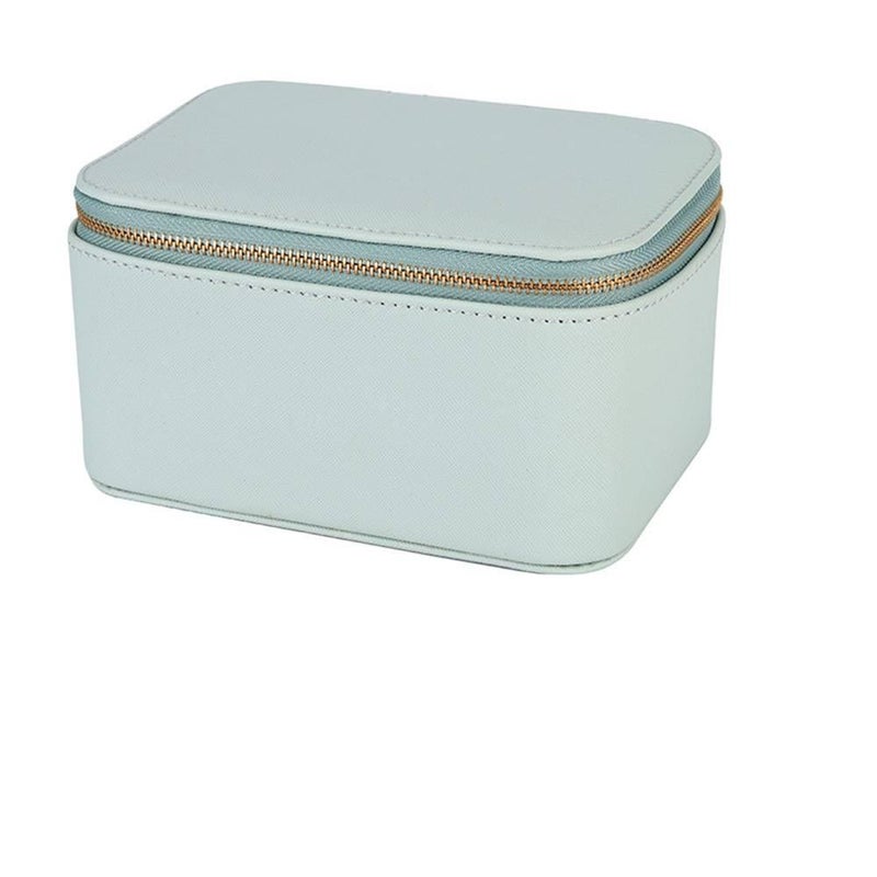 PU Leather Jewelry Box Casual Style 16.5 x 11.5 x 9 cm Blue Portable for Earrings Colour for Outdoor Use - Image 1