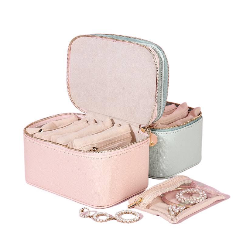 PU Leather Jewelry Box Casual Style 16.5 x 11.5 x 9 cm Blue Portable for Earrings Colour for Outdoor Use - Image 5