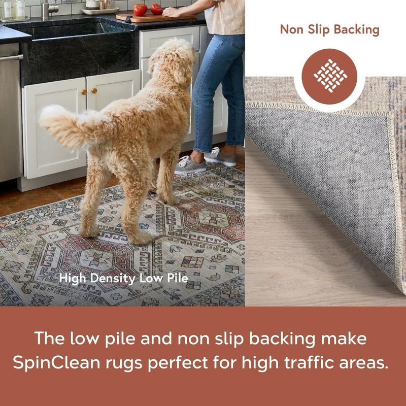nuLOOM Krystin Medallion 2x3 Machine Washable Accent Rug for Living Room Bedroom Dining Room Entryway Kitchen, Beige/Ivory - Image 4