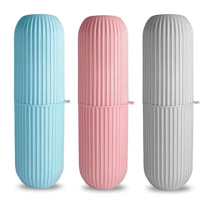 KD ZONE Capsule Shape Travel Toothbrush Toothpaste Case Holder Portable Toothbrush Storage Plastic Toothbrush Holder Random Colour - Image 4