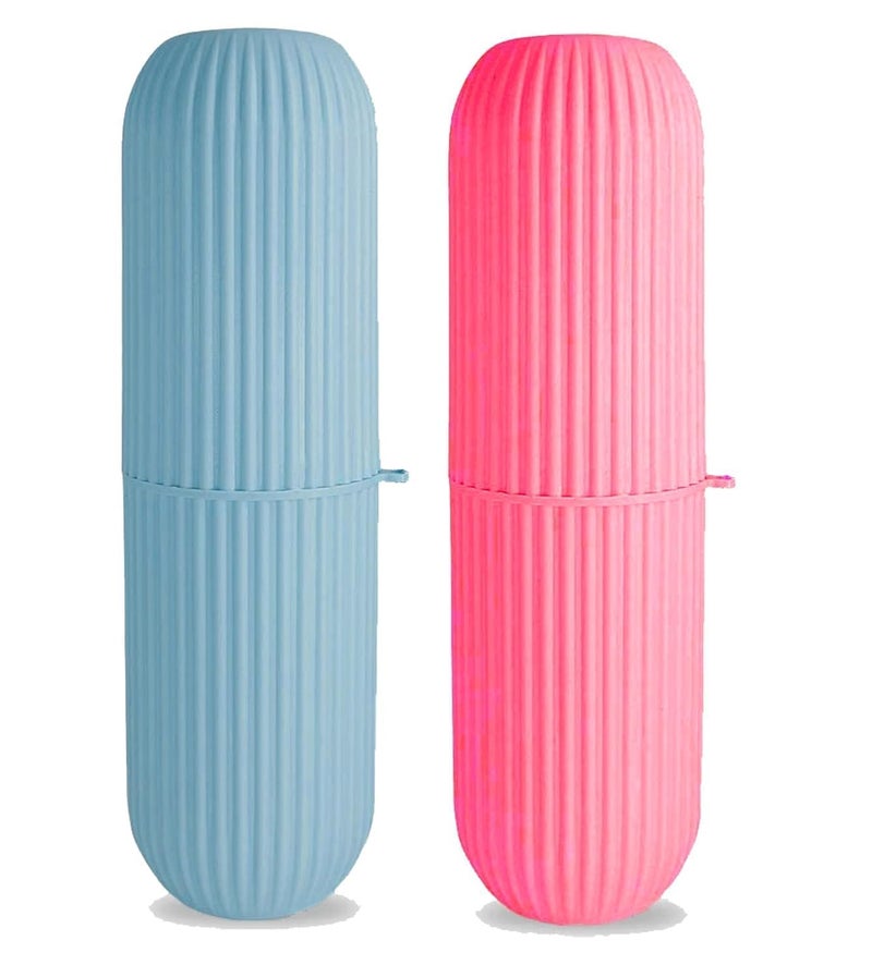 KD ZONE Capsule Shape Travel Toothbrush Toothpaste Case Holder Portable Toothbrush Storage Plastic Toothbrush Holder Random Colour - Image 1