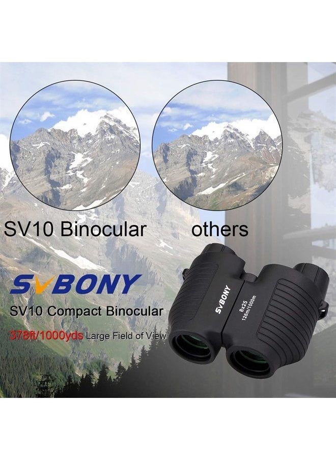 SVBONY - SV10 8x25 Binoculars, Fixed Focus Binoculars, Compact Small Binoculars for Adults Kids, FMC Mini Pocket Binoculars Travel Hiking Scenery Birding Concert Outdoor Training Sports Games Camping - Image 1