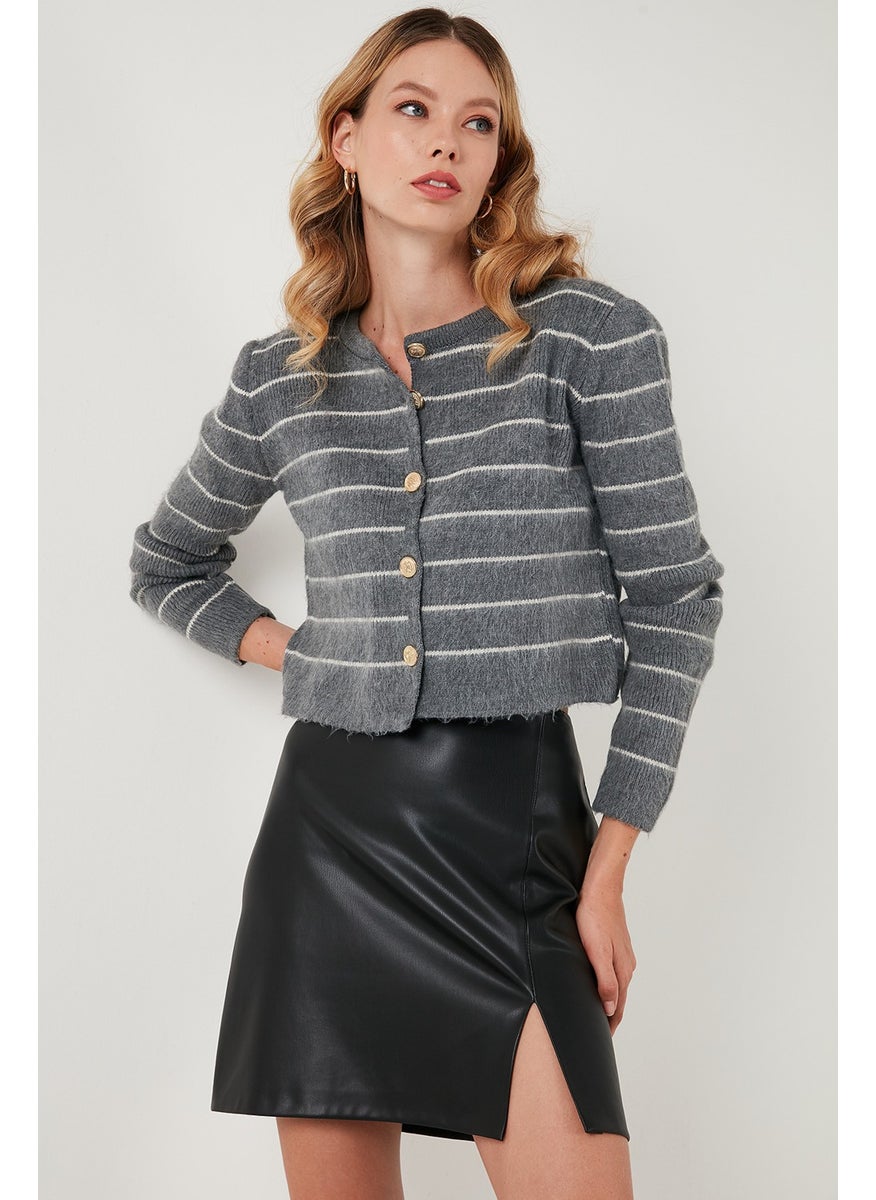 Lela Standard Fit Striped Soft Texture Crop Knitwear Cardigan Women's Cardigan 4615551  - Image 4