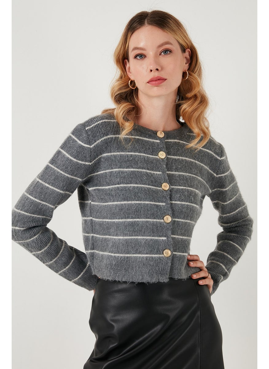 Lela Standard Fit Striped Soft Texture Crop Knitwear Cardigan Women's Cardigan 4615551  - Image 5