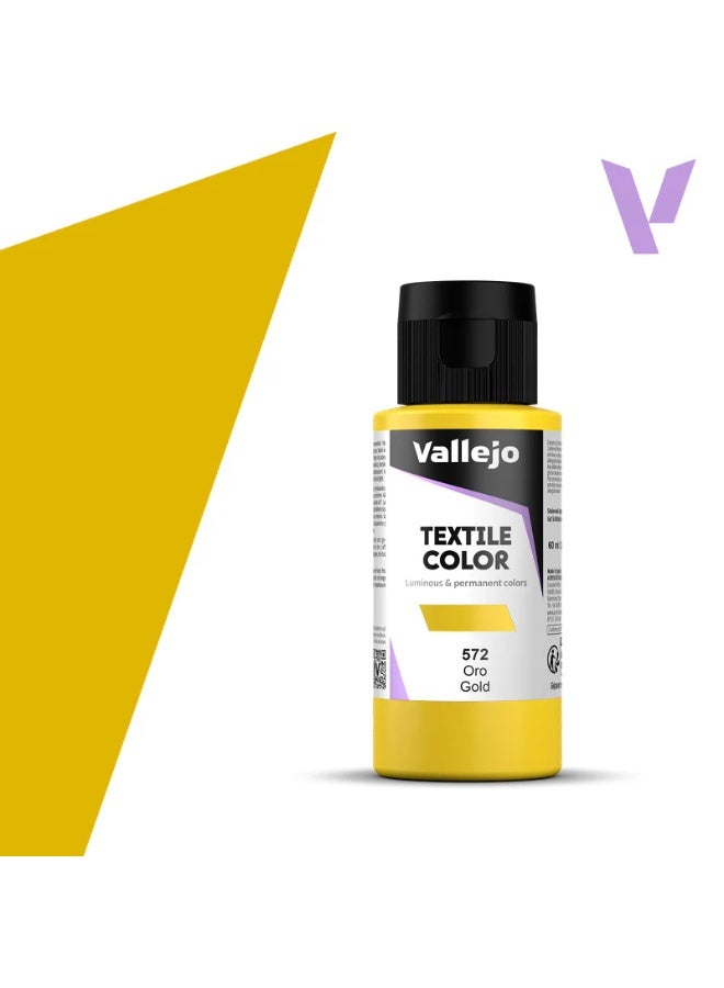 فاليجو طلاء أقمشة ذهبي 572 - زجاجة 60 مل بلمسة نهائية معدنية قابلة للغسل