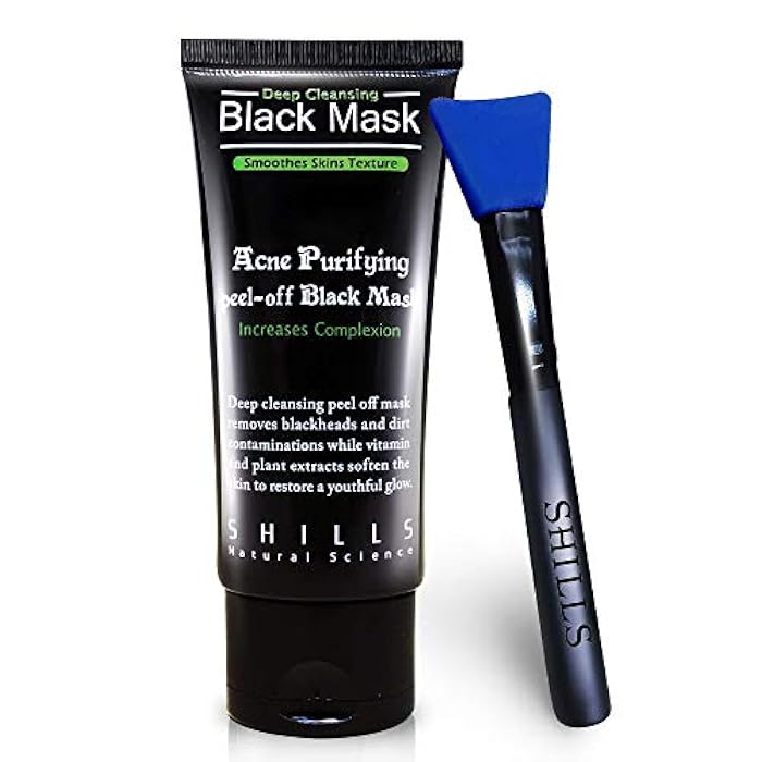 SHILLS Charcoal Mask for Men, Purifying Peel Off Mask, Face Mask Peel Off, Face Mask Deep Clean Pore, Blackhead Remover, 1 Bottle (1.69 fl. oz) and a Brush Set - Image 4