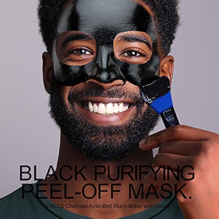 SHILLS Charcoal Mask for Men, Purifying Peel Off Mask, Face Mask Peel Off, Face Mask Deep Clean Pore, Blackhead Remover, 1 Bottle (1.69 fl. oz) and a Brush Set - Image 2