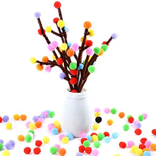 Caydo 1200 Pieces 1cm Assorted Pom Poms, Small Pompom Balls for Kids Creative Arts & Crafts Projects Making and DIY Decorations - Image 5