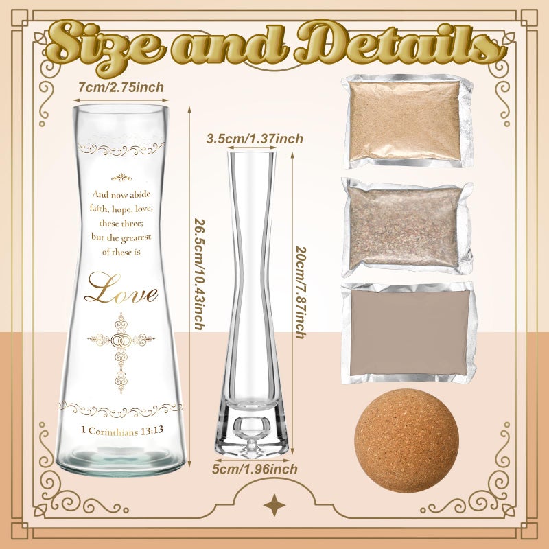 ايرينير Irenare Unity Sand for Wedding Ceremony Set Wedding Sand Vase Kit تشمل رمال الحفل الرملي سدادة Cork Cork لحضور حفلات الزفاف الذكرى الذكرى التذكارية حفلة الزفاف (كريستيان) - Image 3