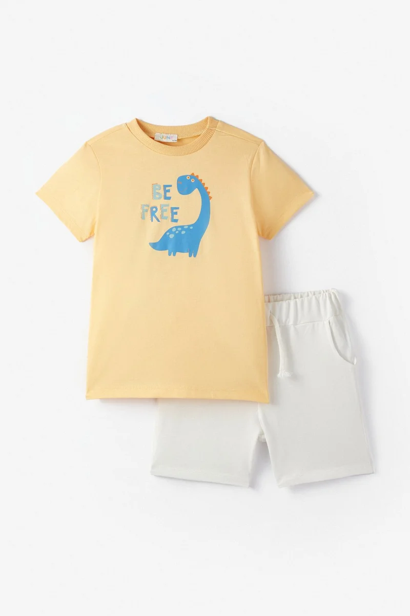 JUNE Boy Dino Printed Shorts Set