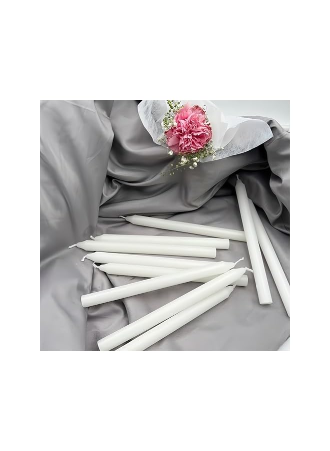 Green Tiger White Long Candles Set of 10 Unscented Smoke Free Ideal for Weddings Events Home Decor Long Lasting Elegant White Candles (Large size * 10) - Image 5