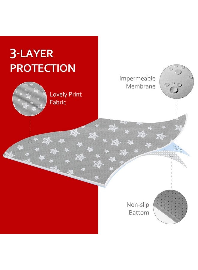 Moonsea Splat Mat for Under High Chair, Non Slip Waterproof Mealtime Floor Mats Washable Portable Picnic Splash Mat for Baby Art/Craft/Playtime, 42X46 Inch - Grey Star - Image 2