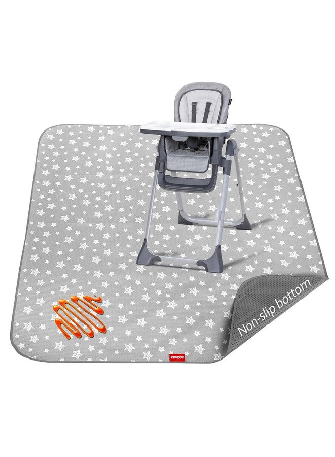 Moonsea Splat Mat for Under High Chair, Non Slip Waterproof Mealtime Floor Mats Washable Portable Picnic Splash Mat for Baby Art/Craft/Playtime, 42X46 Inch - Grey Star - Image 1