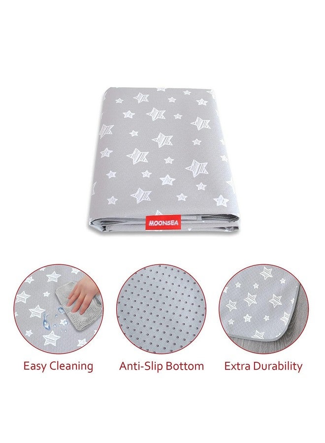 Moonsea Splat Mat for Under High Chair, Non Slip Waterproof Mealtime Floor Mats Washable Portable Picnic Splash Mat for Baby Art/Craft/Playtime, 42X46 Inch - Grey Star - Image 3