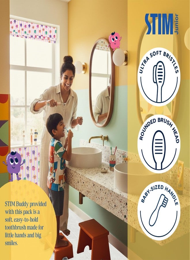 STIM Junior Baby Toothpaste | Safe to Swallow | 6–36 Months | Grape Flavoured | Fluoride & SLS Free Training paste | Enriched with Xylitol & Vit E | For Milk Teeth (Combo pack with toothbrush) - Image 4