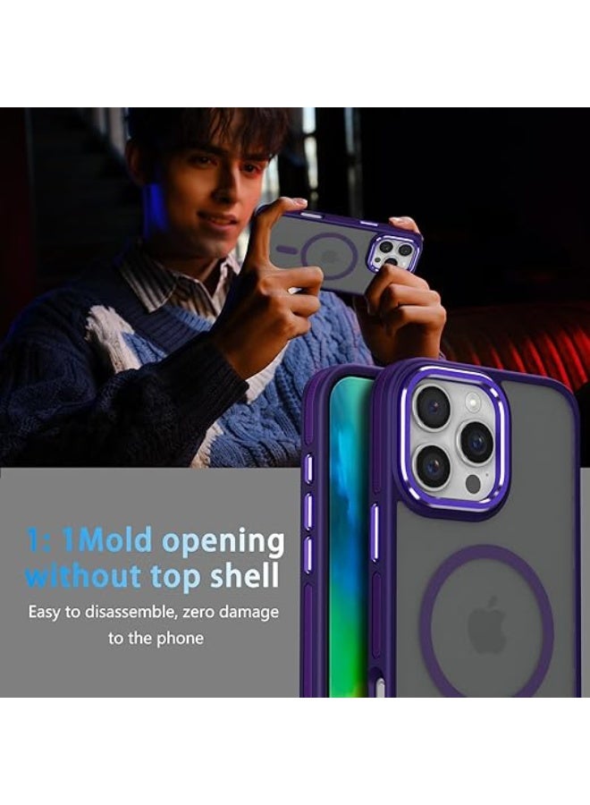 Case Compatible with Magsafe, iPhone 16 Pro Max Phone Case,Translucent Matte Back Slim Magnetic Case for iPhone 16 Pro Max 6.9" (Purple) - Image 4