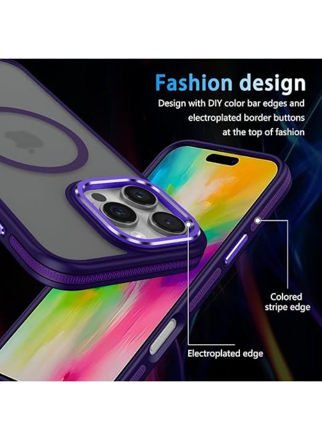 Case Compatible with Magsafe, iPhone 16 Pro Max Phone Case,Translucent Matte Back Slim Magnetic Case for iPhone 16 Pro Max 6.9" (Purple) - Image 3