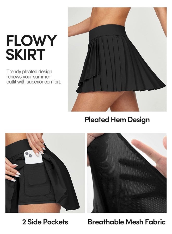 IUGA Tennis Skirt Pleated Skirts for Women with Pockets High Waisted Athletic Skirt Skorts for Woman Workout Golf Skort Black - Image 4