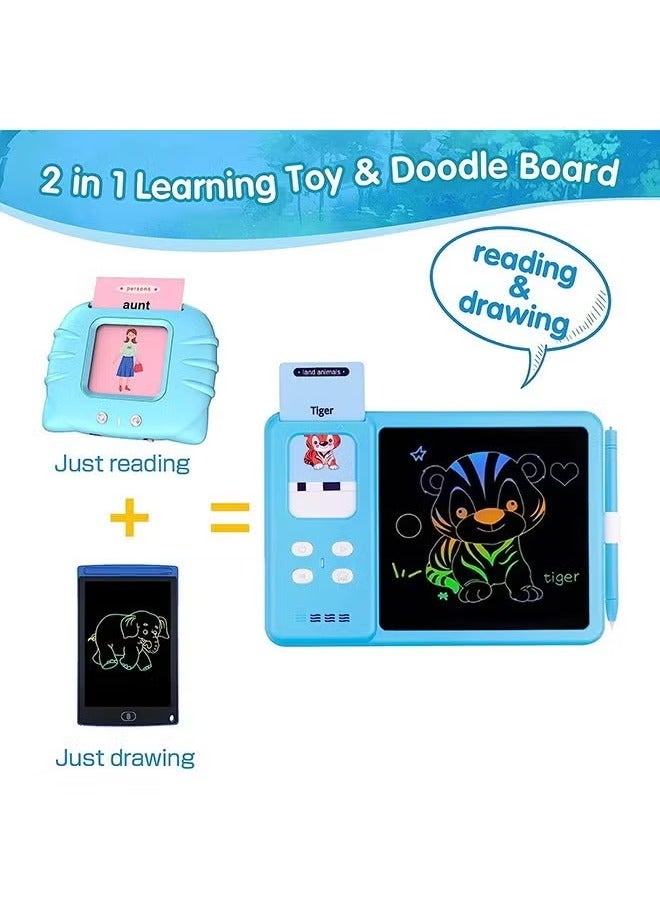 Talking flash cards drawing learning toys for age 2-12,2-in-1 toddlers sensory speech therapy autism doodle board travel toys,224 reading lcd writing tablet montessori education boys and girls gifts - Image 5