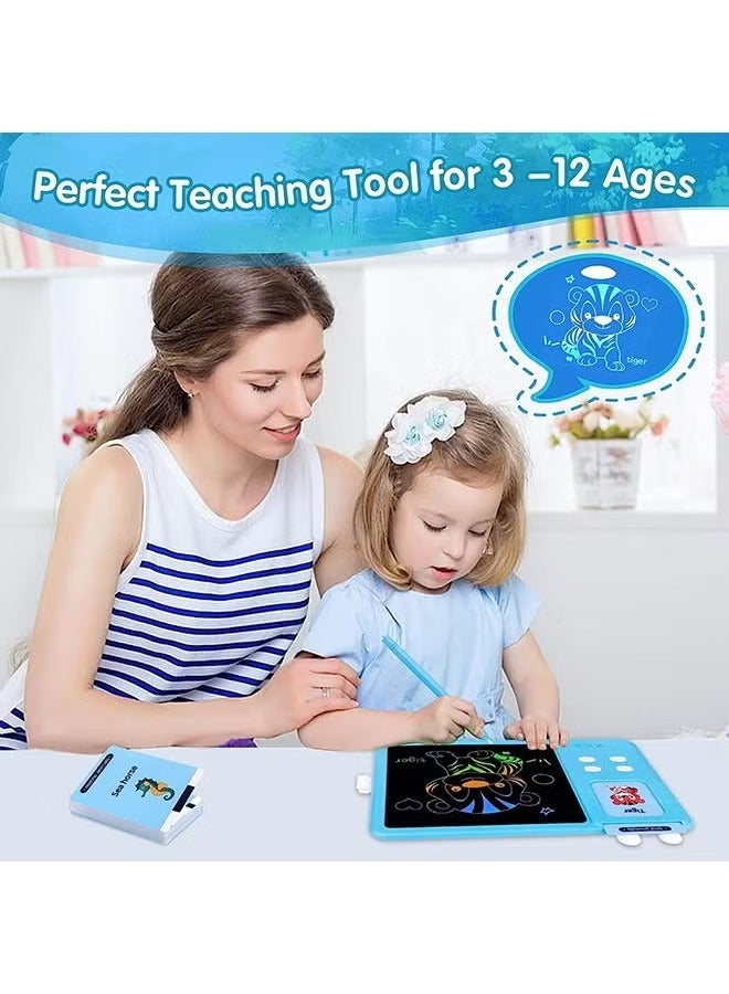 Talking flash cards drawing learning toys for age 2-12,2-in-1 toddlers sensory speech therapy autism doodle board travel toys,224 reading lcd writing tablet montessori education boys and girls gifts - Image 2