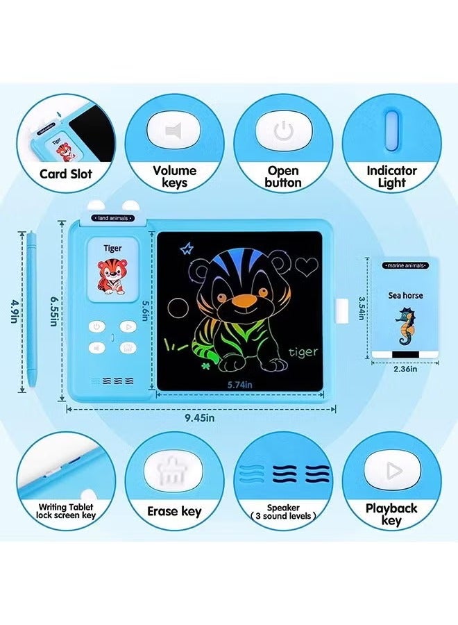 Talking flash cards drawing learning toys for age 2-12,2-in-1 toddlers sensory speech therapy autism doodle board travel toys,224 reading lcd writing tablet montessori education boys and girls gifts - Image 3