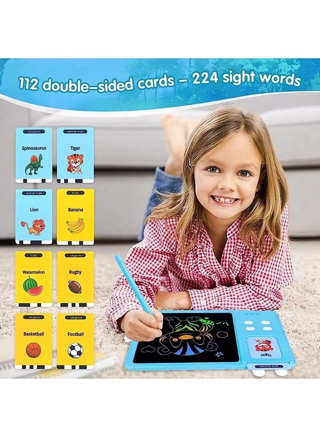 Talking flash cards drawing learning toys for age 2-12,2-in-1 toddlers sensory speech therapy autism doodle board travel toys,224 reading lcd writing tablet montessori education boys and girls gifts - Image 4