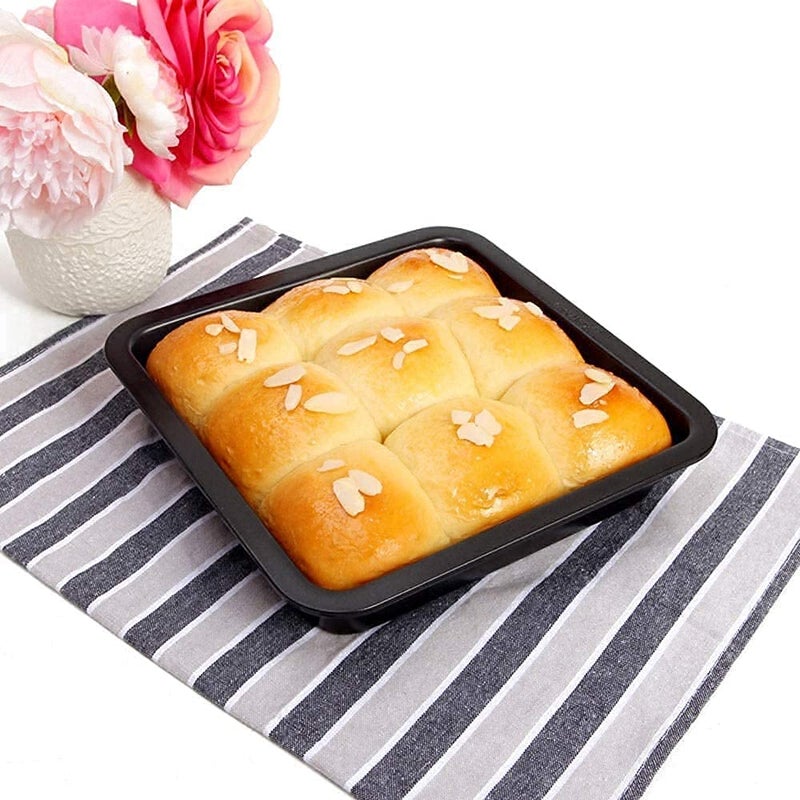 Prince Bakers Heart 8 inch Square Black NonStick Cake Pans Carbon Steel Bread Baking Pan Tray for Microwave Oven Cooker Cake Moulds 1Pc Square pan - Image 5