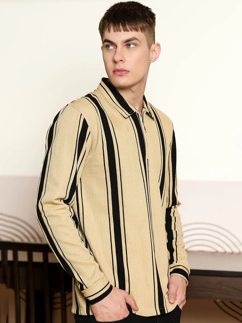 Maniac  Maniac Mens printed round neck half sleeve black and brown cotton tshirt for Men | Best Price UAE