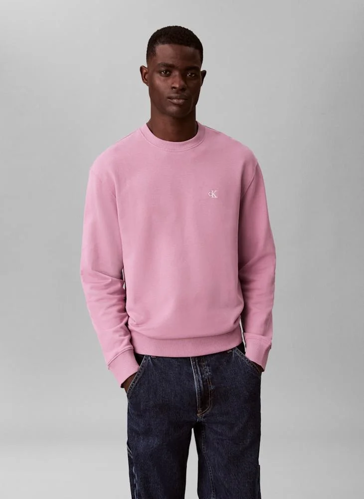 كالفن كلاين جينز سويت شيرت تيري بياقة دائرية بحروف أولى